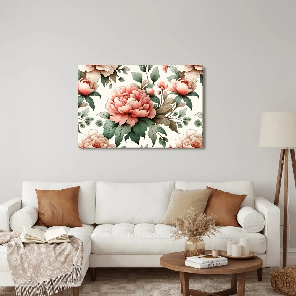 Tablou flori romantice de bujor