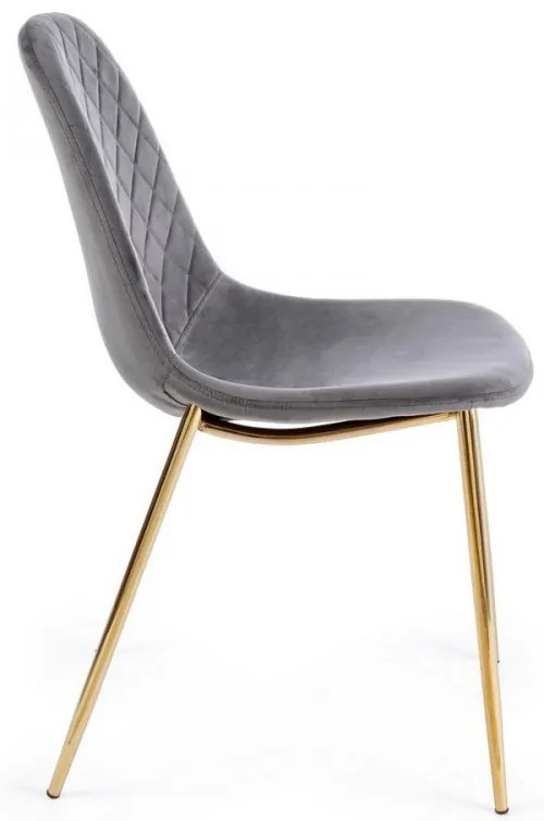 Scaun dining gri inchis din catifea si metal, Terry Bizzotto