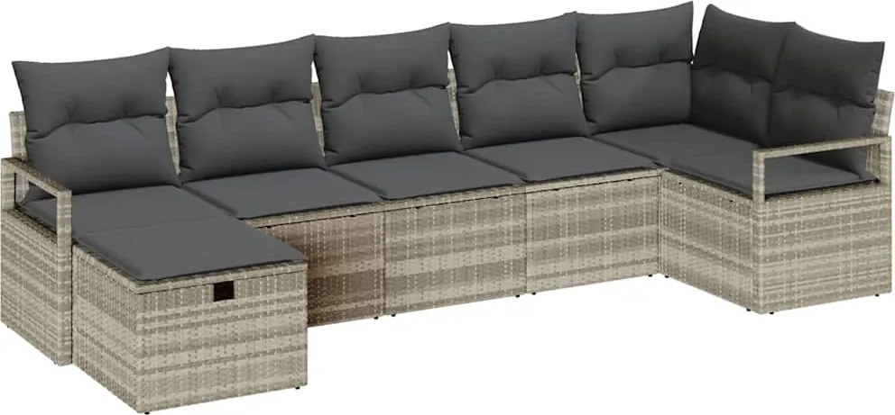 vidaXL Set de canapea cu pernă Manual 7 pcs Gri deschis poliratan