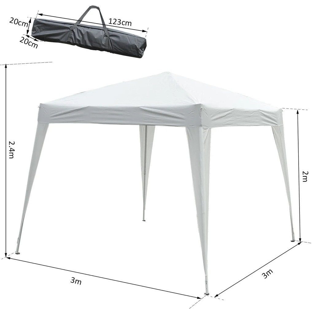 Outsunny Gazebo Pop-Up Impermeabil, Alb, 2.4x2.4 m, Ușor de Montat, Ideal pentru Petreceri și Evenimente în Aer Liber | Aosom Romania