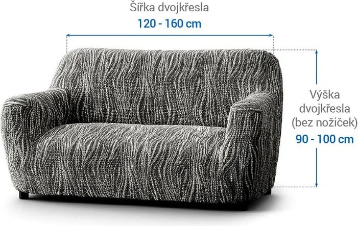 Gaico Huse bielastice UNIVERSO NOU dungi alb-negru fotoliu dublu (l. 120 - 160 cm)
