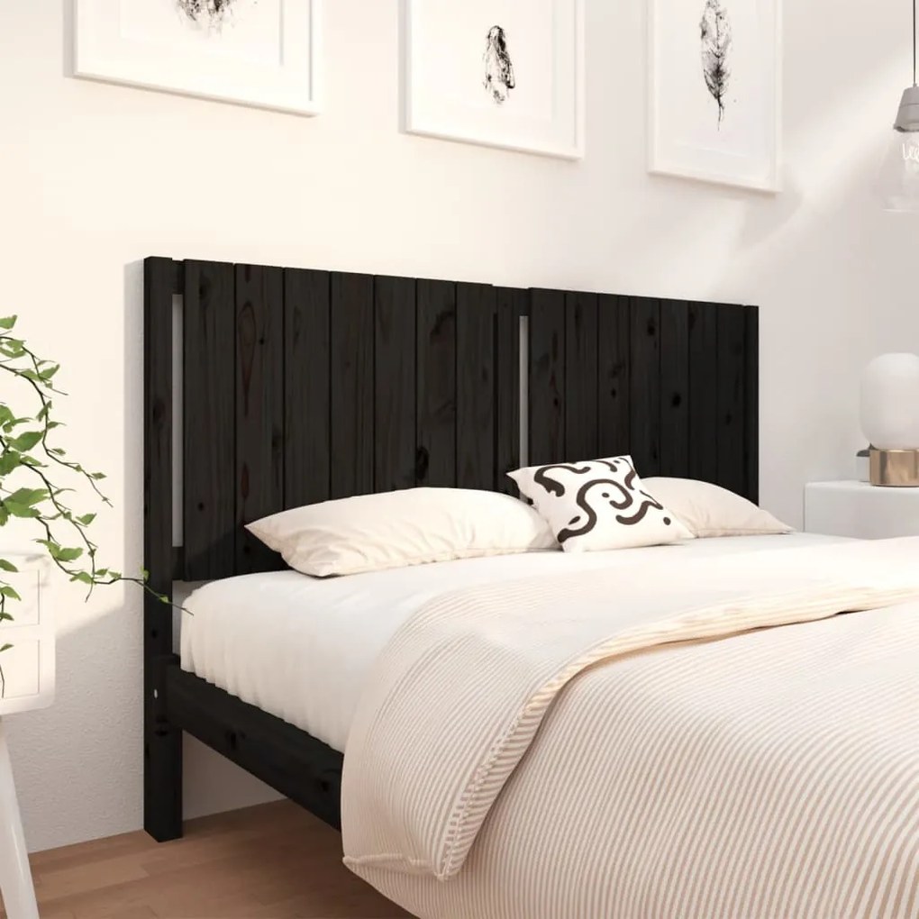 vidaXL Tăblie de pat, negru, 165,5x4x100 cm, lemn masiv de pin