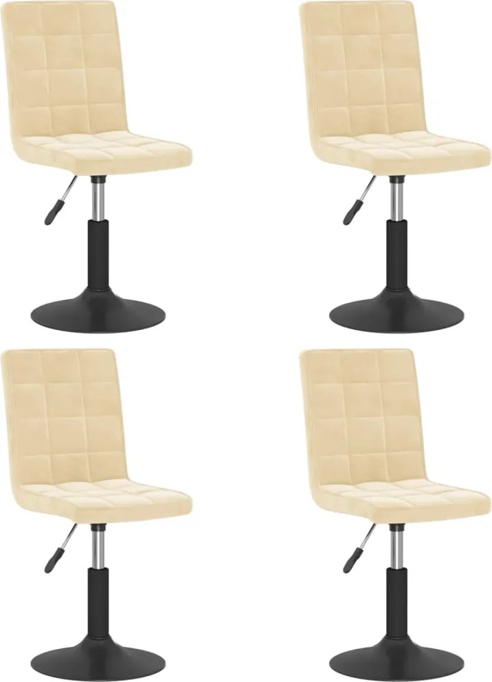 vidaXL Scaune de masă pivotante, 4 buc., crem, catifea