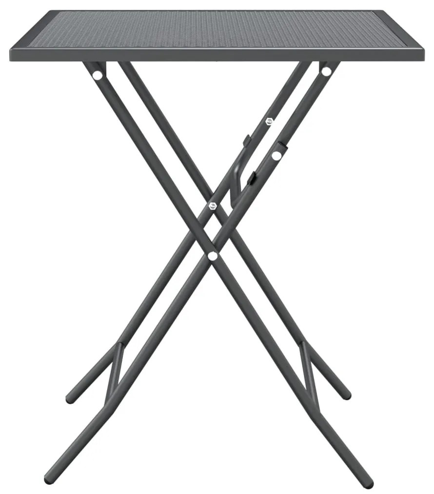 Set mobilier gradina 5 piese antracit plasa metalica expandata Lungime masa 60 cm, 5