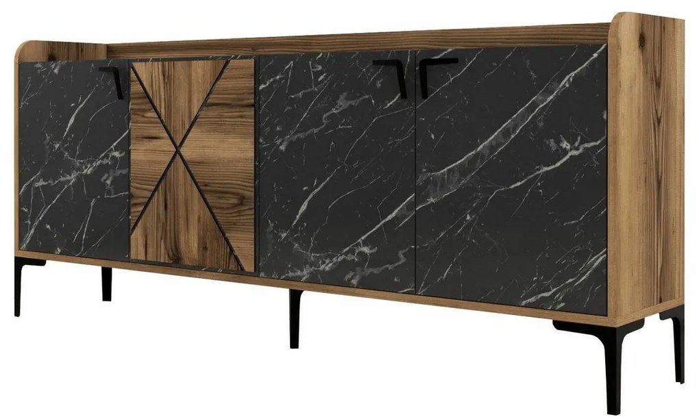 Dulap Venedik Walnut and Black Marble