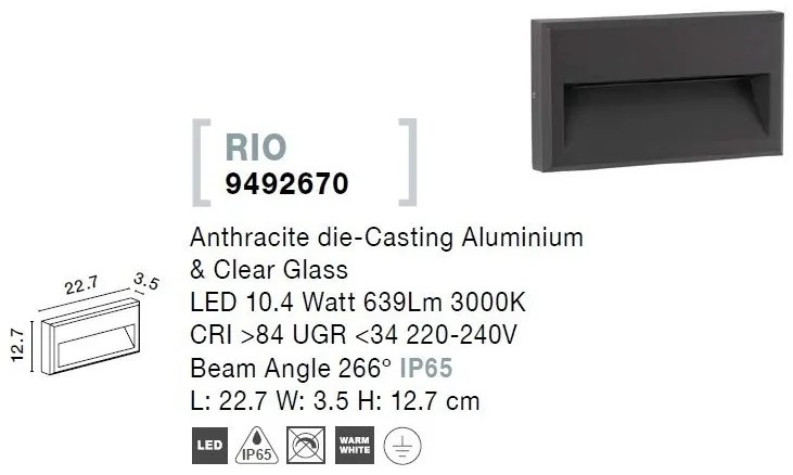 Aplica de perete pentru iluminat exterior IP65 RIO