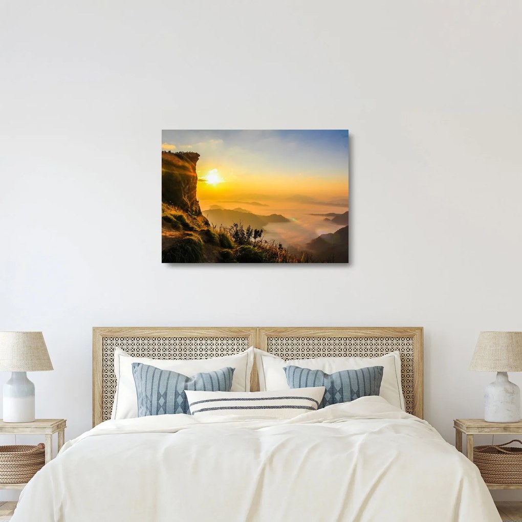 Tablou pe sticlă - Ceața de dimineață în vale (70x50 cm)