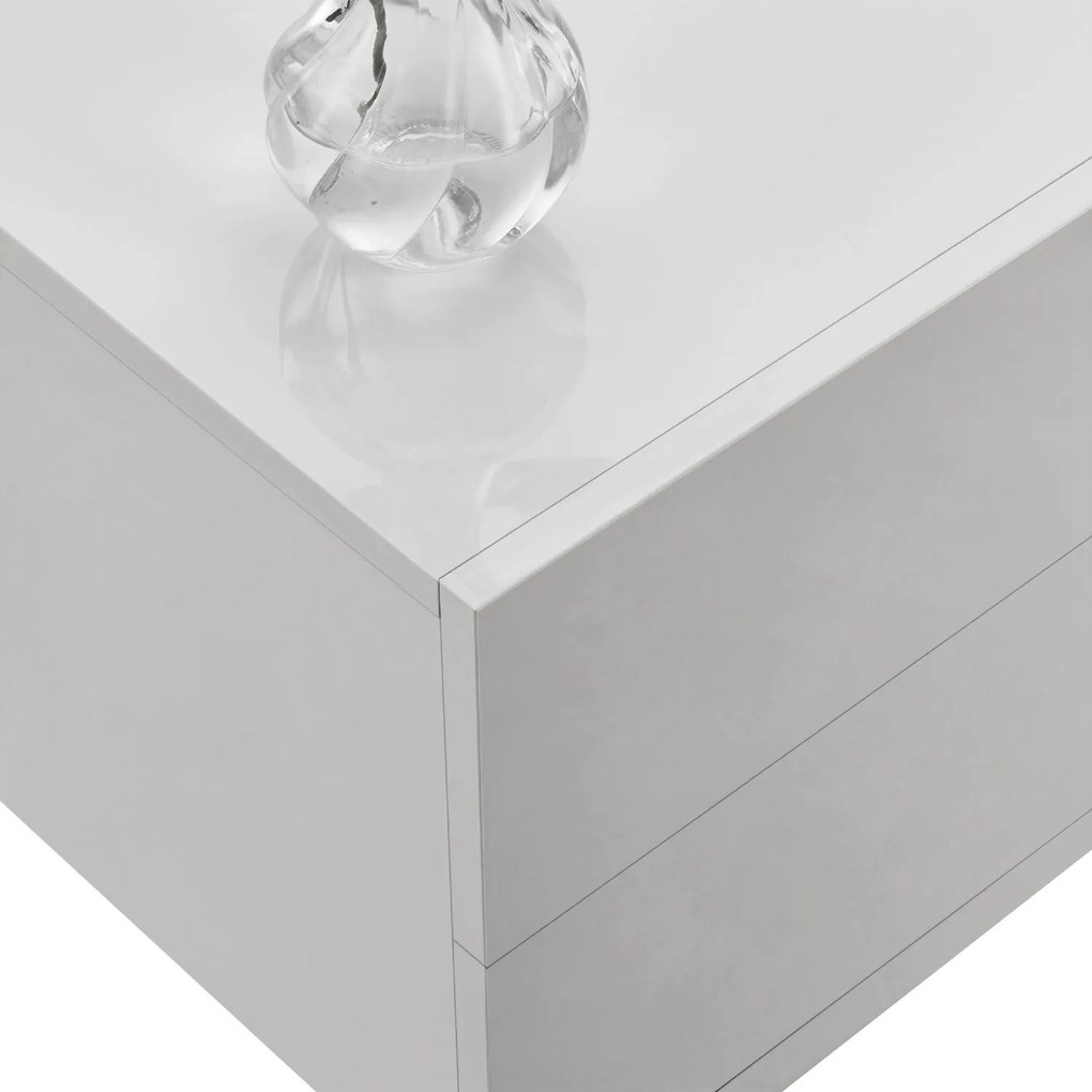 Noptiera 40x29x30 cm cu 2 sertare, alba