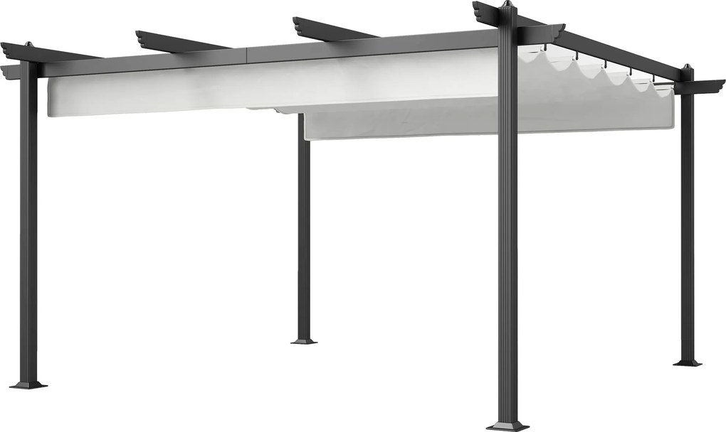 Outsunny Pergolă Retractabilă cu Structură din Aluminiu, Copertină de Soare pentru Grădină sau Terasă, 390x390x223 cm, Alb | Aosom Romania
