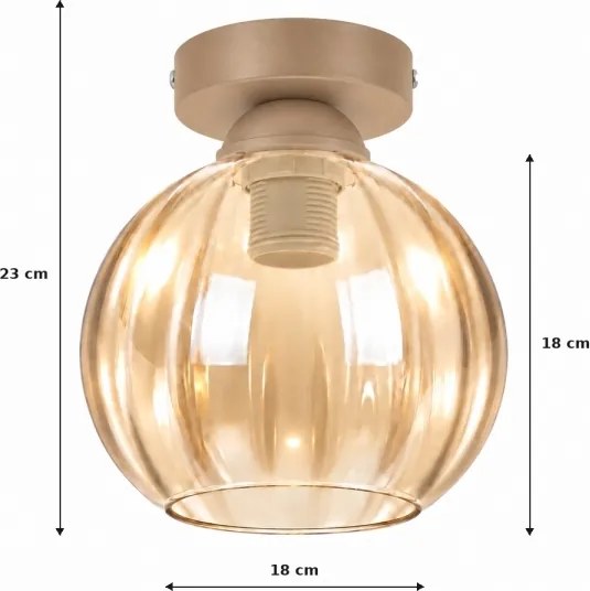 BRILAGI -LED Plafonieră R GLASS 1xE27/60W/230V Ø 18 cm bej/bej fumuriu