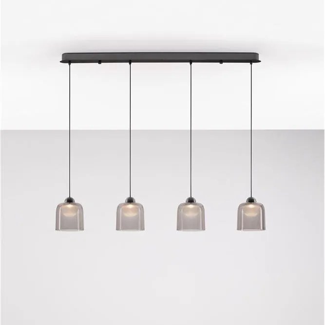 Lustra cu 4 pendule LED, Metal, Negru, Acrilic, DIONE