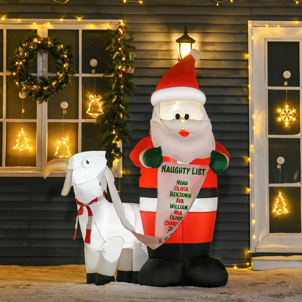 HOMCOM Mos Craciun Gonflabil, Lumini LED Integrate, Decoratiune de