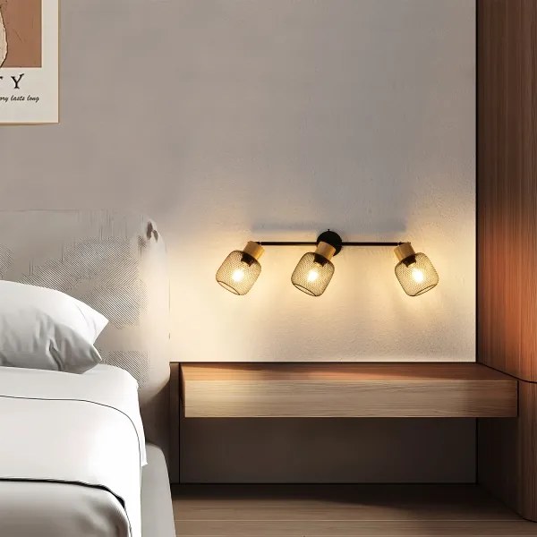 Brilagi - Aplica spot BASKLITE 3xE27/15W/230V lemn/negru