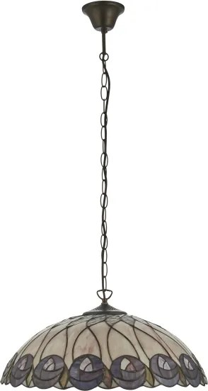 Endon 111985 - Candelabru pe lanț Tiffany HUTCHINSON 3xE27/10W/230V, diam. 50 cm
