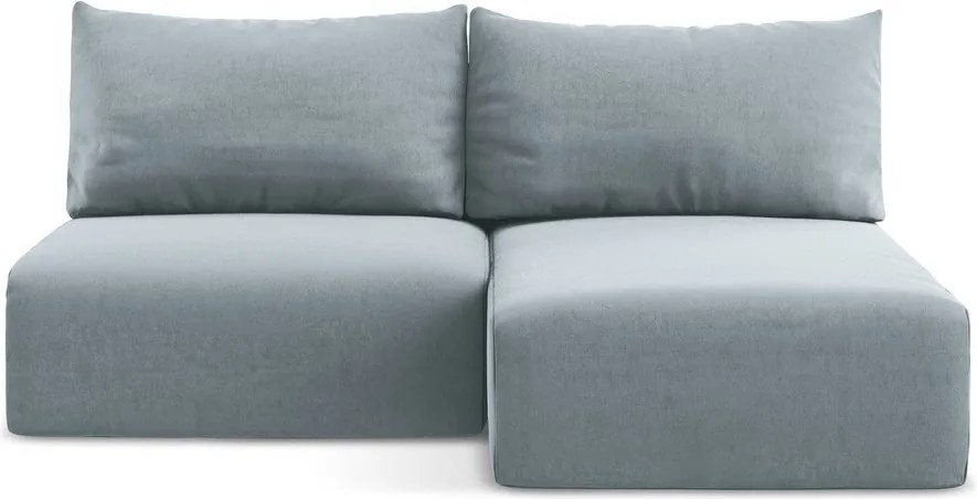 Colțar albastru extensibil/cu spațiu de depozitare cu tapițerie din catifea (cu colț pe partea dreaptă/cu șezlong) Kalena – Makamii