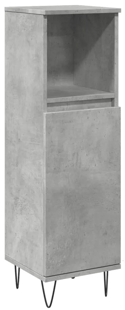 857207 vidaXL Dulap de baie, gri beton, 30x30x100 cm, lemn prelucrat