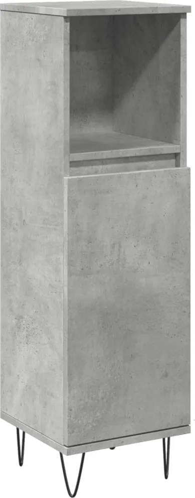 vidaXL Dulap de baie, gri beton, 30x30x100 cm, lemn prelucrat
