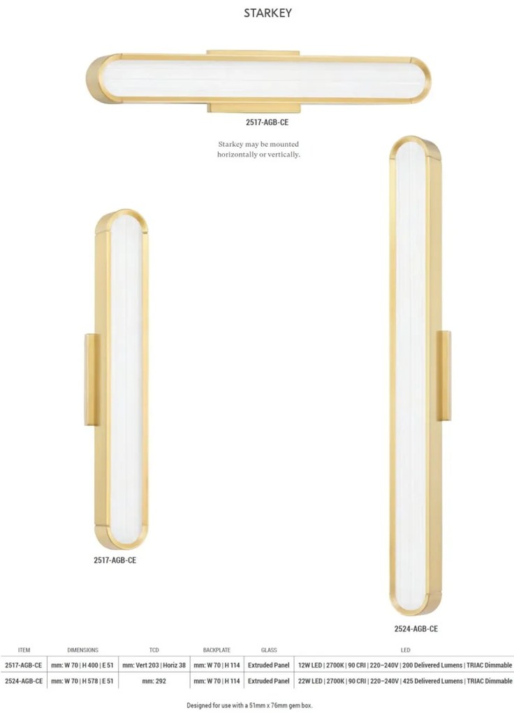 Aplica de perete, pentru oglinda sau tablou, STARKEY small