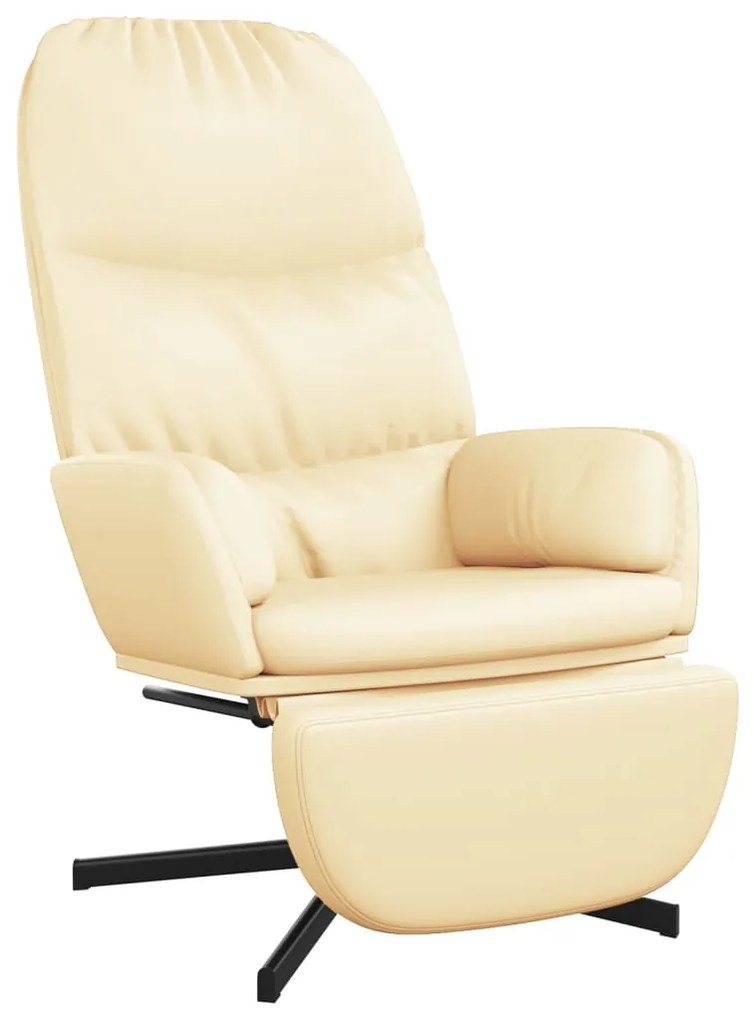 3097416 vidaXL Scaun de relaxare cu taburet, crem, piele ecologică