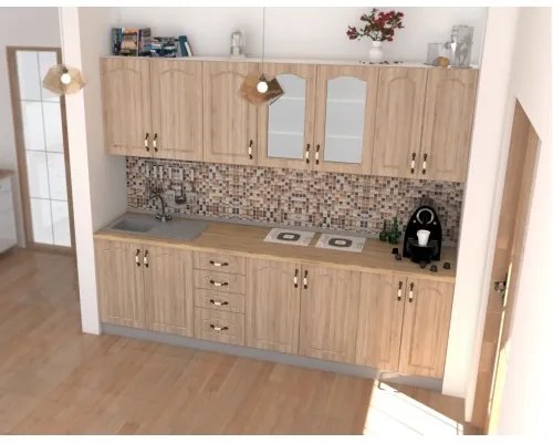 Bucatarie Zebra 2.6m MDF Sonoma - frezare mustata