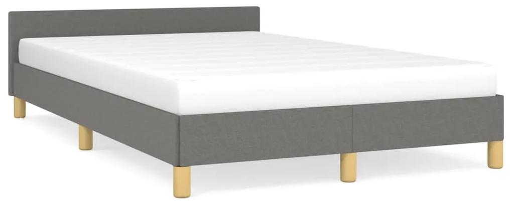 347400 vidaXL Cadru de pat cu tăblie, gri închis, 120x200 cm, textil