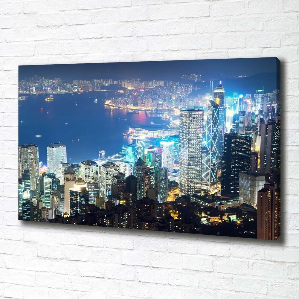 Print pe canvas Hong kong pe timp de noapte