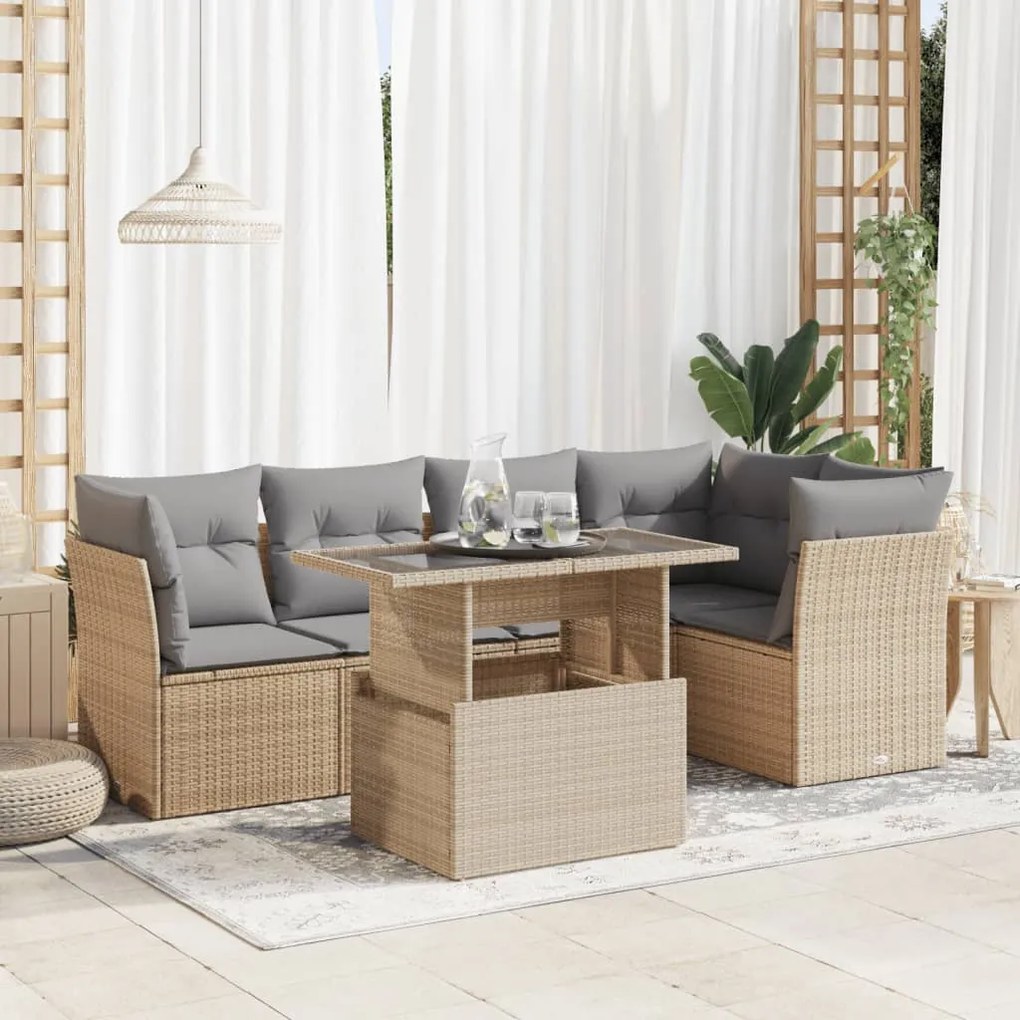 vidaXL Set canapele de grădină cu perne, 6 piese, bej, poliratan