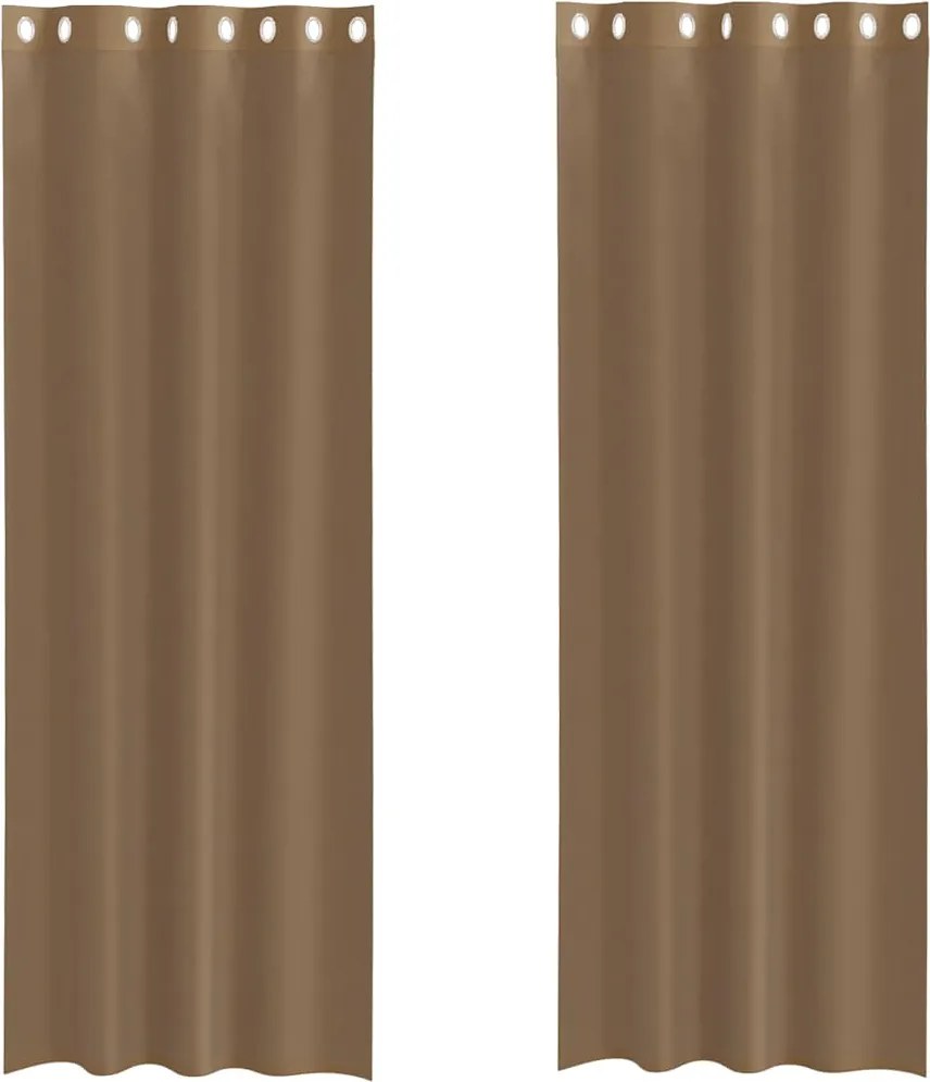 vidaXL Perdele Voile cu Oeje 2 buc Maro Deschis