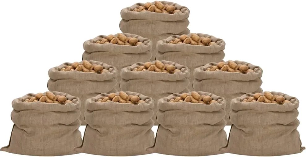 vidaXL Saci de iută, 10 buc., 100x110 cm, 100% iută, 340 g/m²