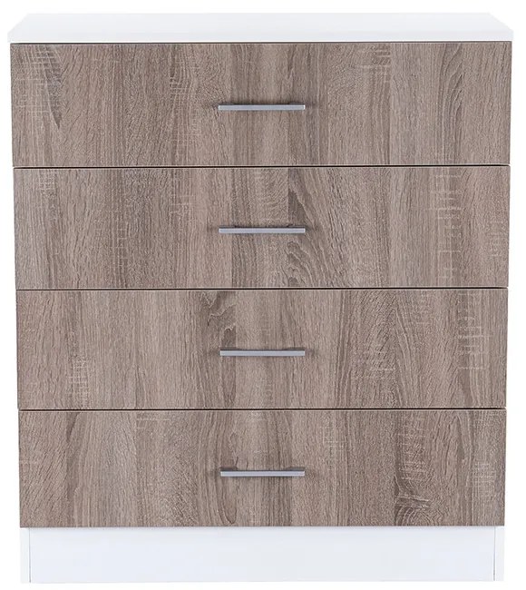 Comodă Miami cu 4 sertare 80x92 cm stejar York-alb