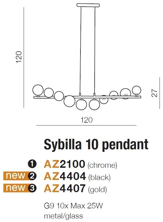 Lustra suspendata design modern SYBILLA 10 gold