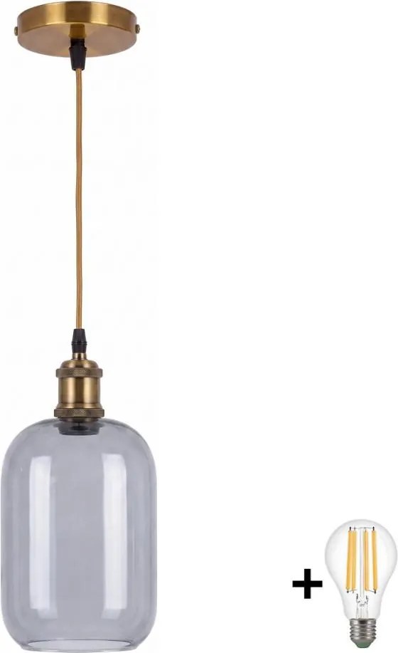 BRILAGI -LED lustră pe cablu RETRO GLASS 1xE27/60W/230V Ø 14 cm auriu/gri fumuriu