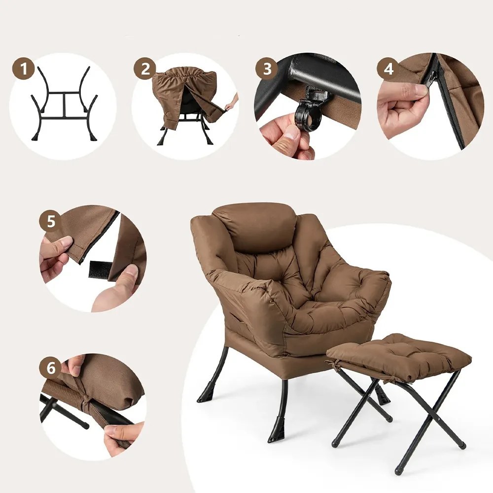 Fotoliu relax cu suport pentru picioare, maro
