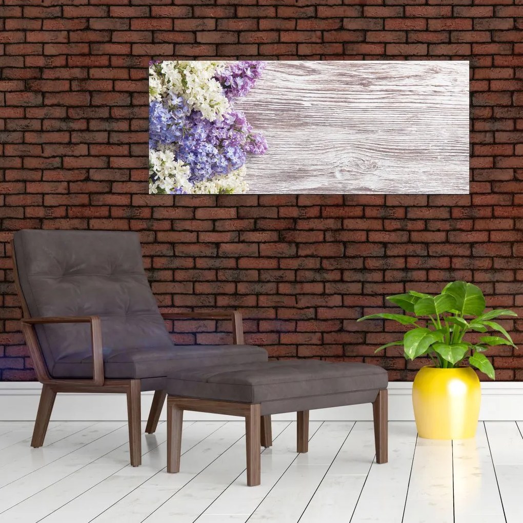 Tablou - Liliac pe lemn (120x50 cm)