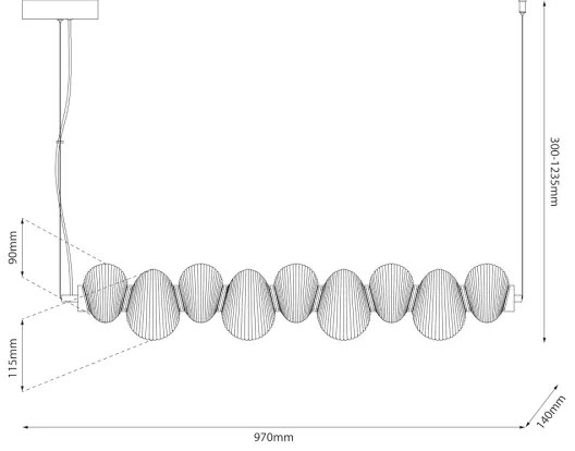 Lustră LED pe cablu BOLLA, 32W/230V, auriu/bej fumuriu