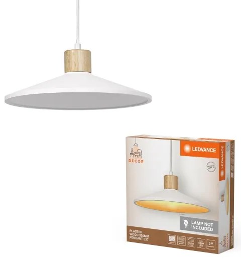 Lustră pe cablu Ledvance DECOR ipsos 1xE27/25W/230V d. 32 cm ipsos alb