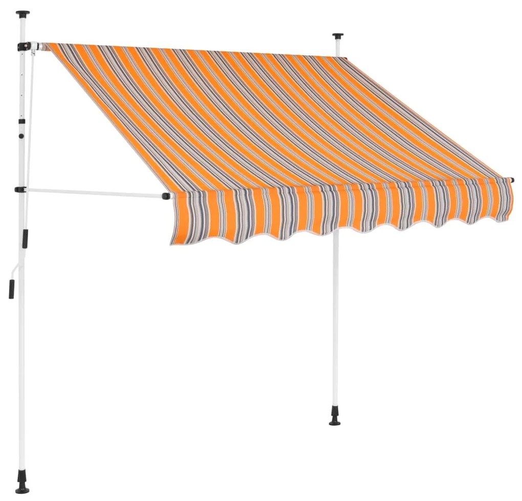 vidaXL Copertină retractabilă manual, galben &amp; albastru, 100 cm, dungi