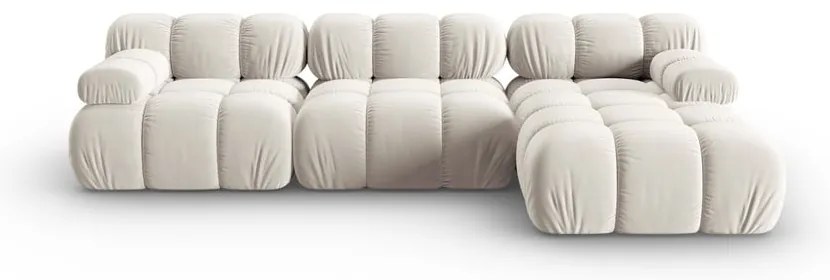 Colțar modular bej cu tapițerie din catifea (cu colț pe partea dreaptă) Bellis – Micadoni