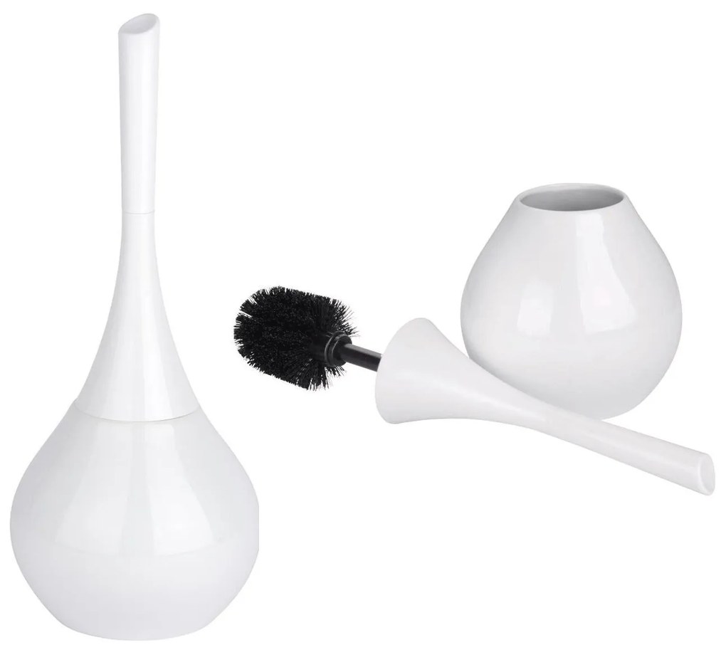 Perie WC cu suport FLAKON WHITE, Alb, 42,5x17 cm, WENKO