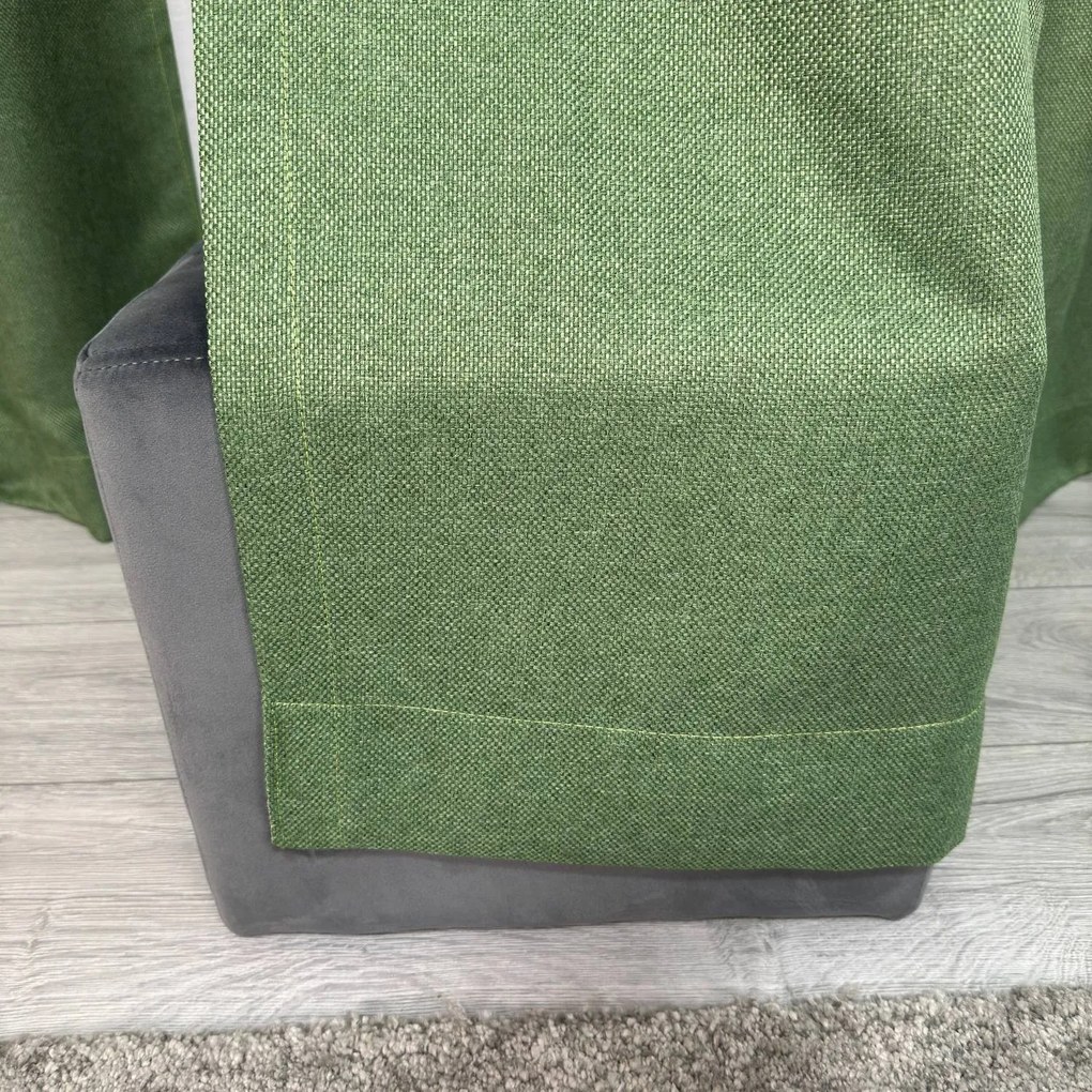 Set două Draperii (Blackout), din Stofă premium (Tip in), Gata lucrate (Inele galerie), Culoare Verde olive (Model texturat), Dimensiuni draperie 160x260 cm (x2), Brand Originalio