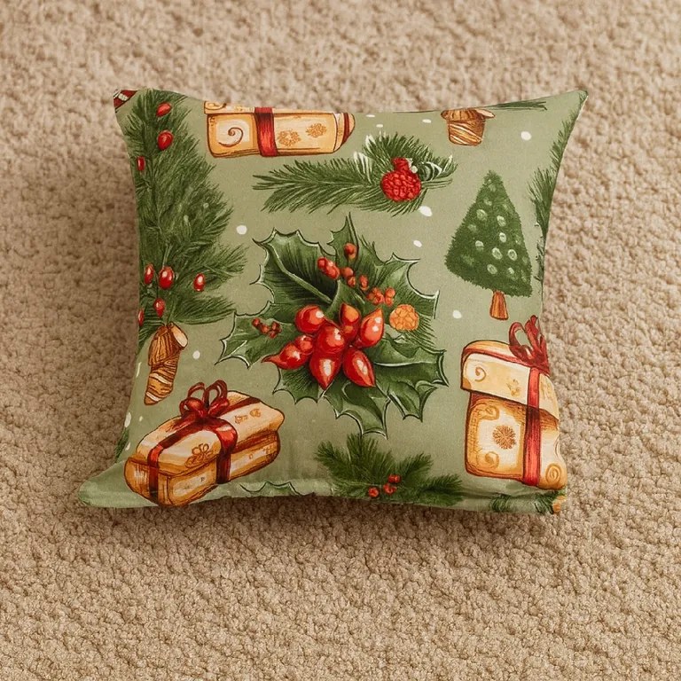 Husa de perna din microfibra CHRISTMAS PRESENTS 45x45 cm, verde