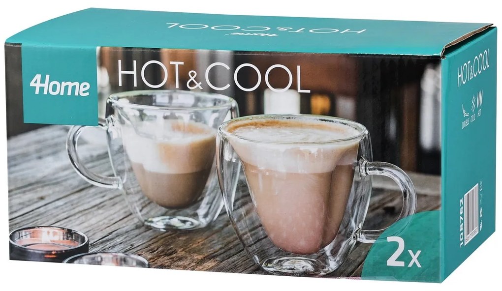 Pahare termo 4Home Big Heart Hot&Cool 250 ml, 2 buc