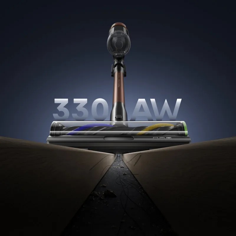La mâna a doua: Aspirator vertical Dreame Essential V30 VVV21A, 880 W, 30 000 Pa, 90 min, 0,6 l, HEPA H14, OmniX™ 2.0, Recunoastere a tipurilor de murdarie, Pliabil, Negru/Bronz