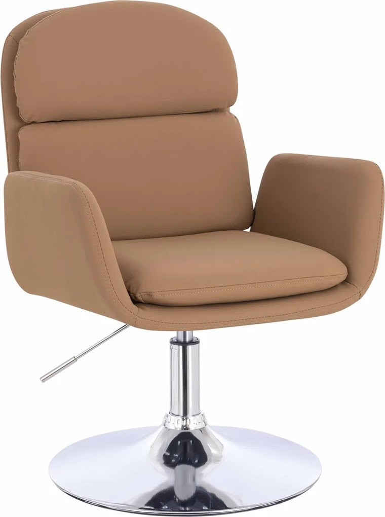 HR480N Scaun Caramel Piele Ecologica Premium Soft cu Bază Cromata