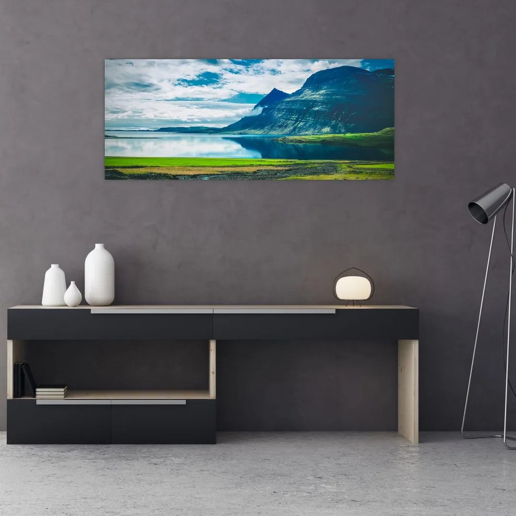 Tablou cu lac și munți (120x50 cm)