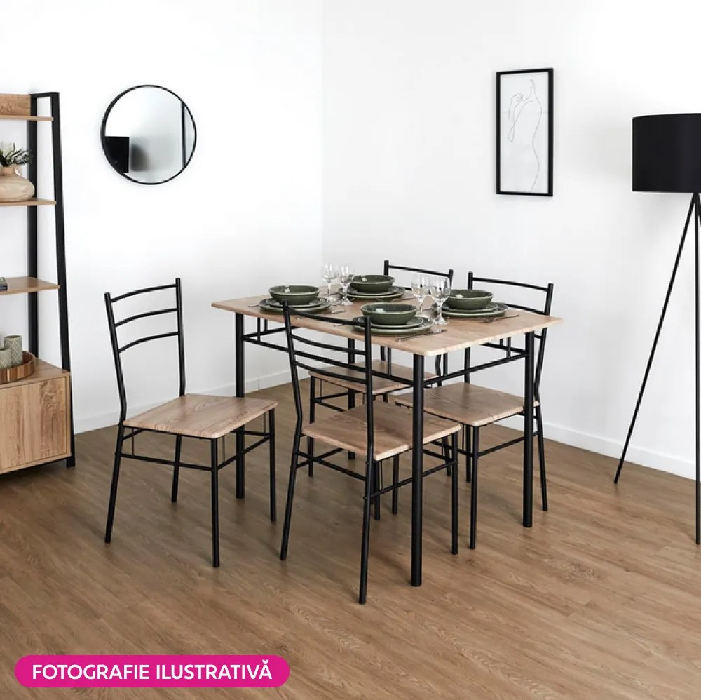 Set de sufragerie 1+4, stejar sonoma/negru, MAKO