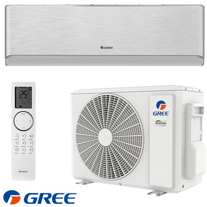 Aparat de aer conditionat inverter Gree Airy GWH24AVEXF-K6DNA1A , 24 000BTU, 48 m², A+++/A++, Wi-Fi, R-32, Argintiu
