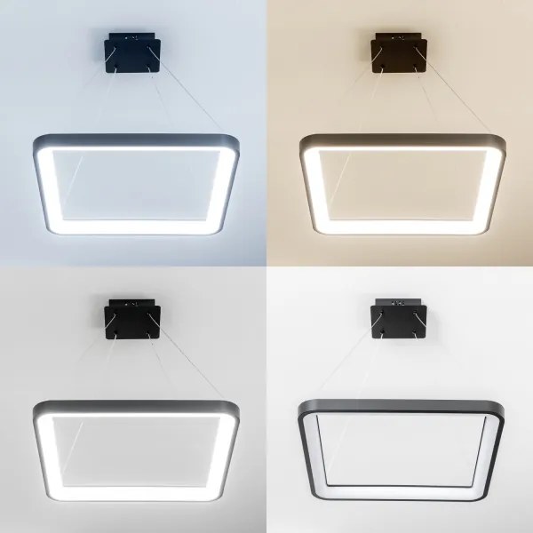 Brilagi - FALCON SLIM Lustră suspendată LED dimabilă pe cablu, 50 W, 230 V, 50 x 50 cm, negru + telecomandă