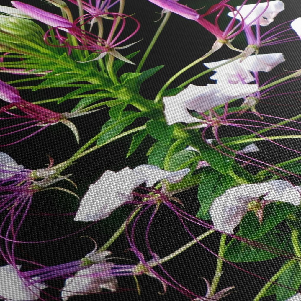 Tablou cu floare (cu ceas) (90x30 cm)