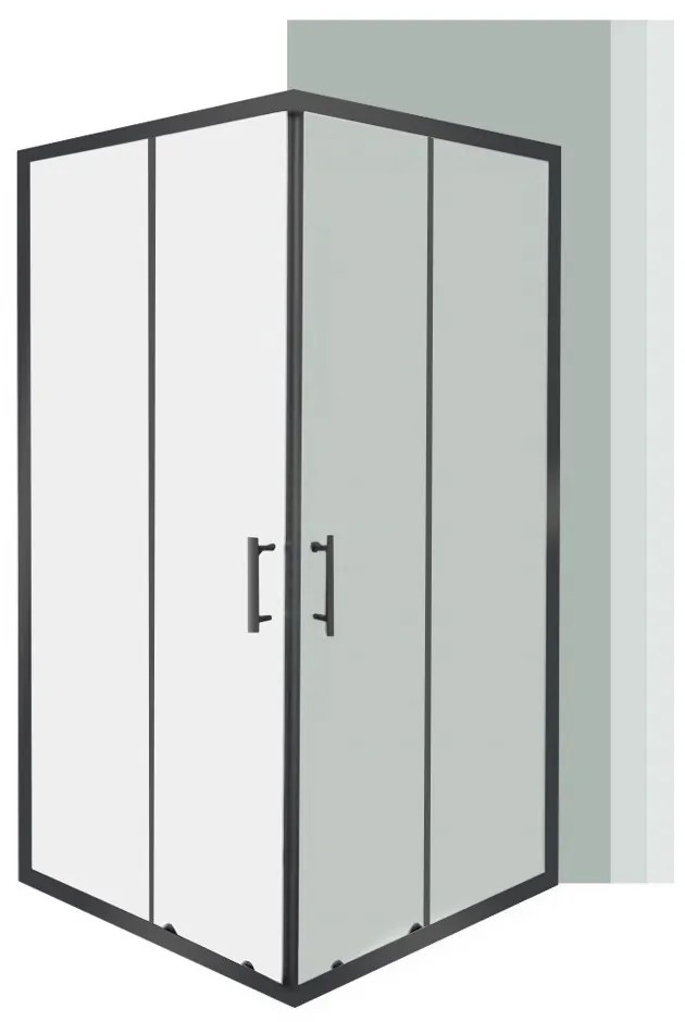 Cabină de duș pătrată Spirit Clear 90x90x180 cm, fără cădiță de duș, neagră